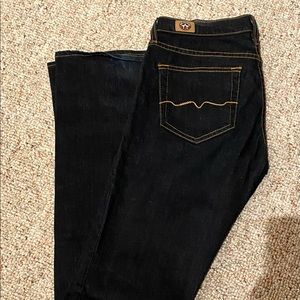 Red Engine Garnet, mid-rise boot cut jeans